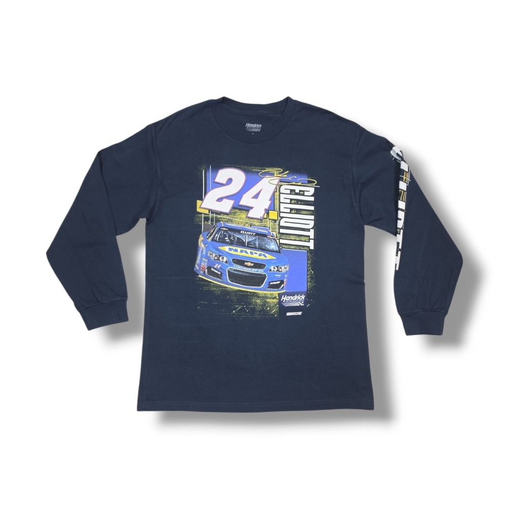 Chase Elliott #24 Nascar Hendrick Motorsports Long Sleeve Black T-Shirt Men's L
